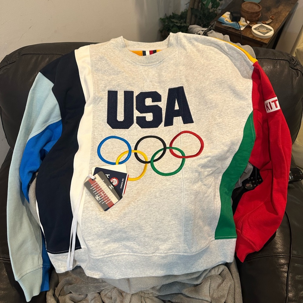 Kith Gray and Red Crewneck Sweater
